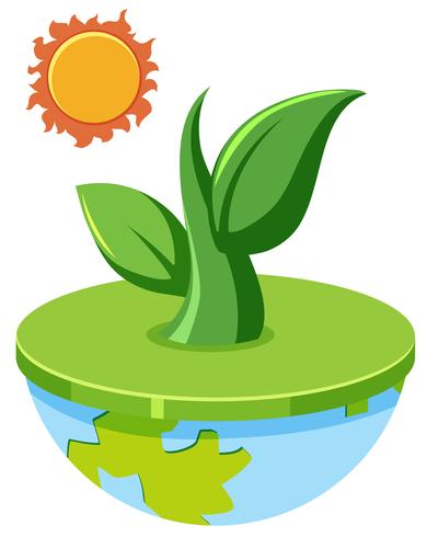 Plant growing out of globe concept vector