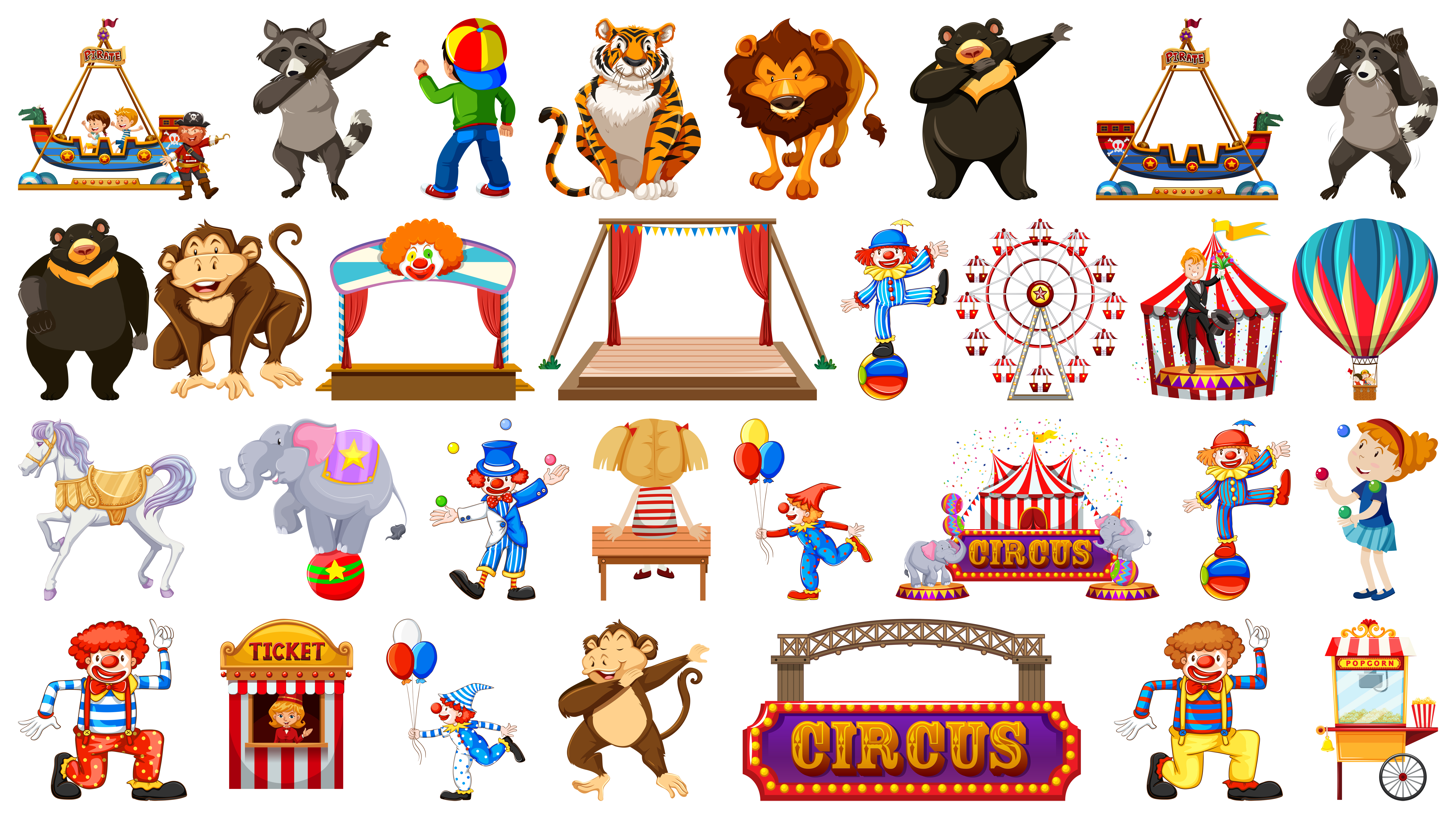 Large Circus themed set - Download Free Vectors, Clipart ...