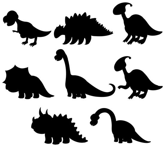 Set of silhouette dinosaur collection vector