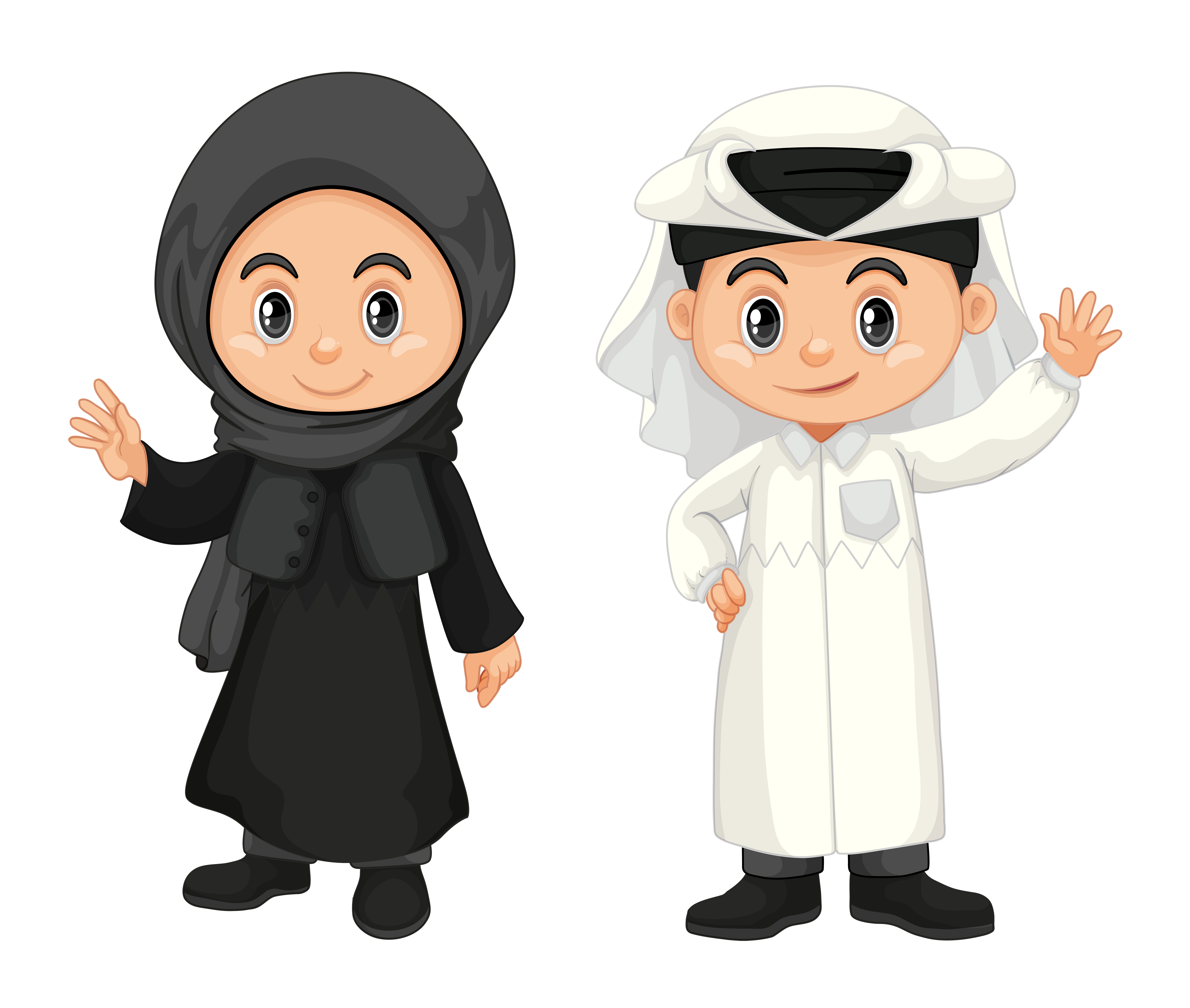 Boy and girl in Qatar costume 606064 Vector Art at Vecteezy
