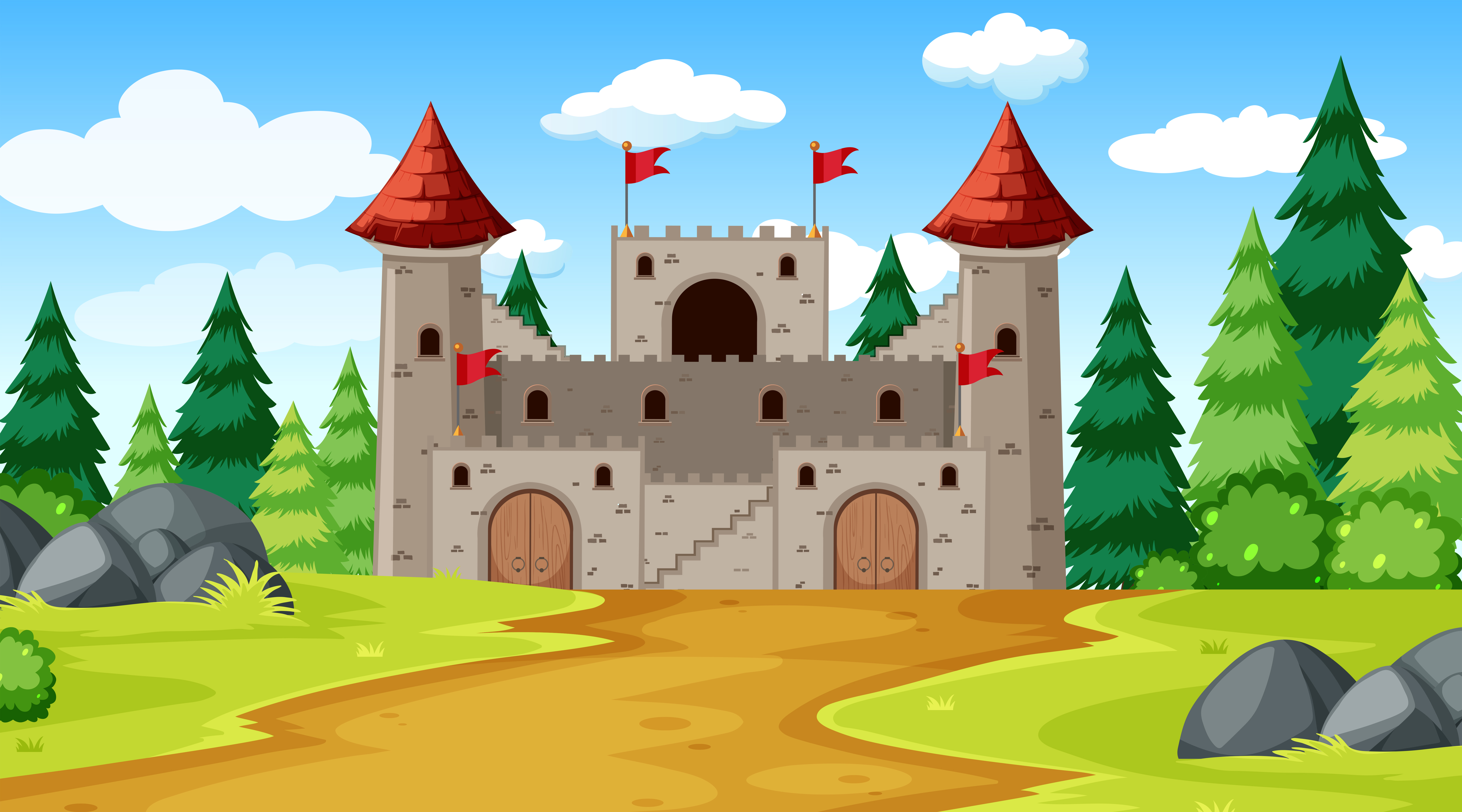 castle background clipart of animals