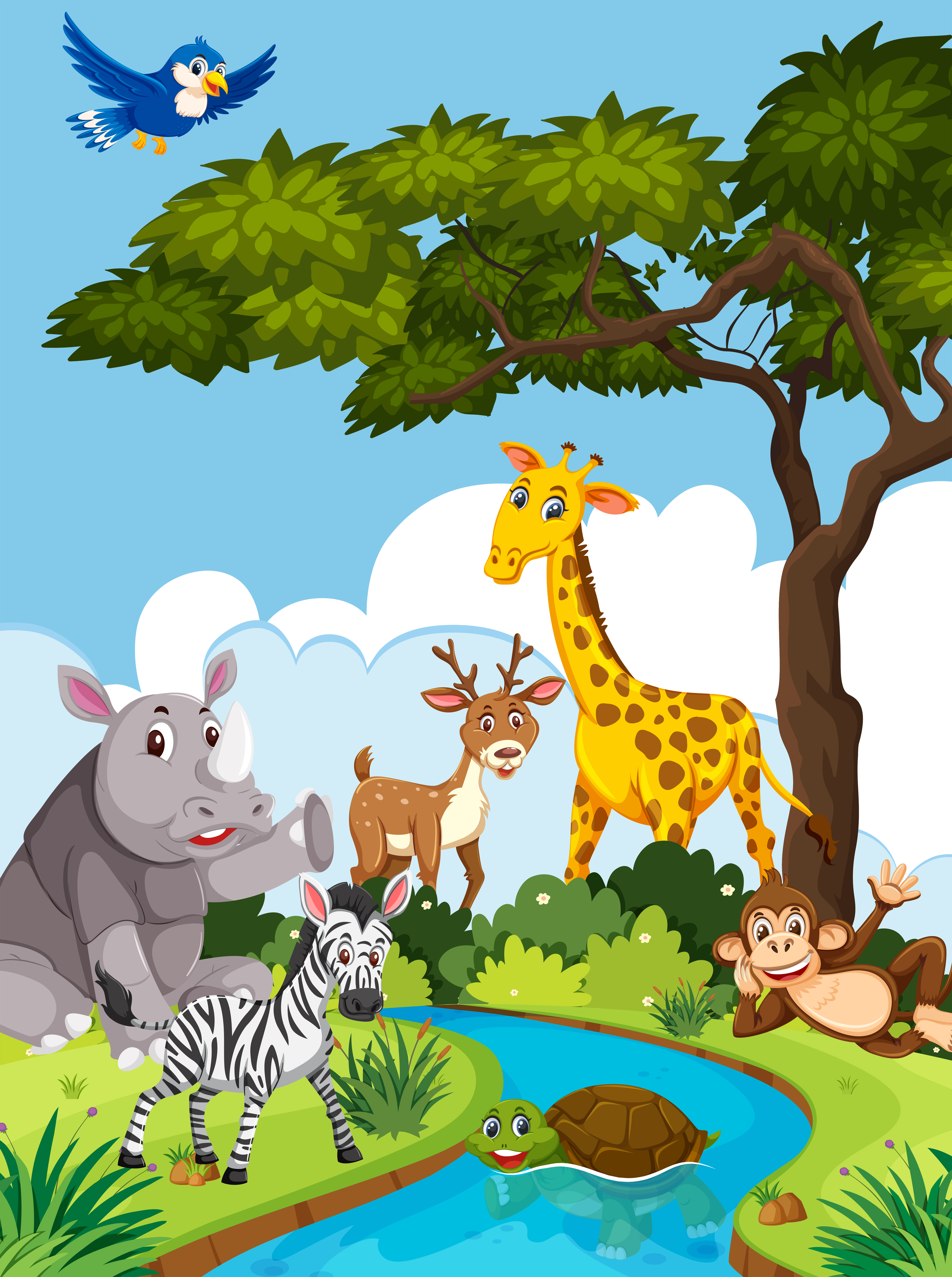 Wild animals in nature 606068 Vector Art at Vecteezy