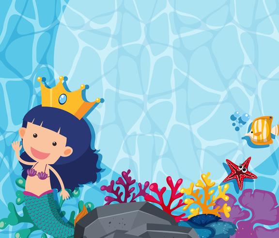 Underwater scene with mermaid and fish vector