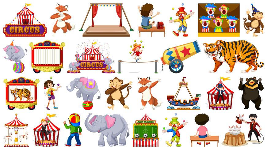 Large theme circus set vector