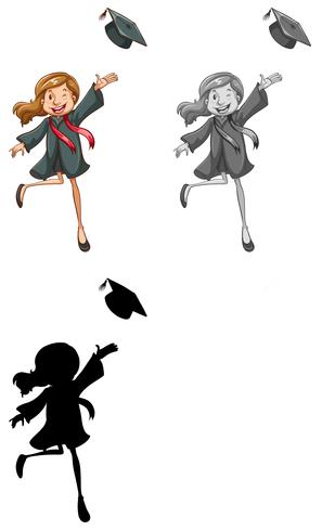 A girl wearing graduation gown vector