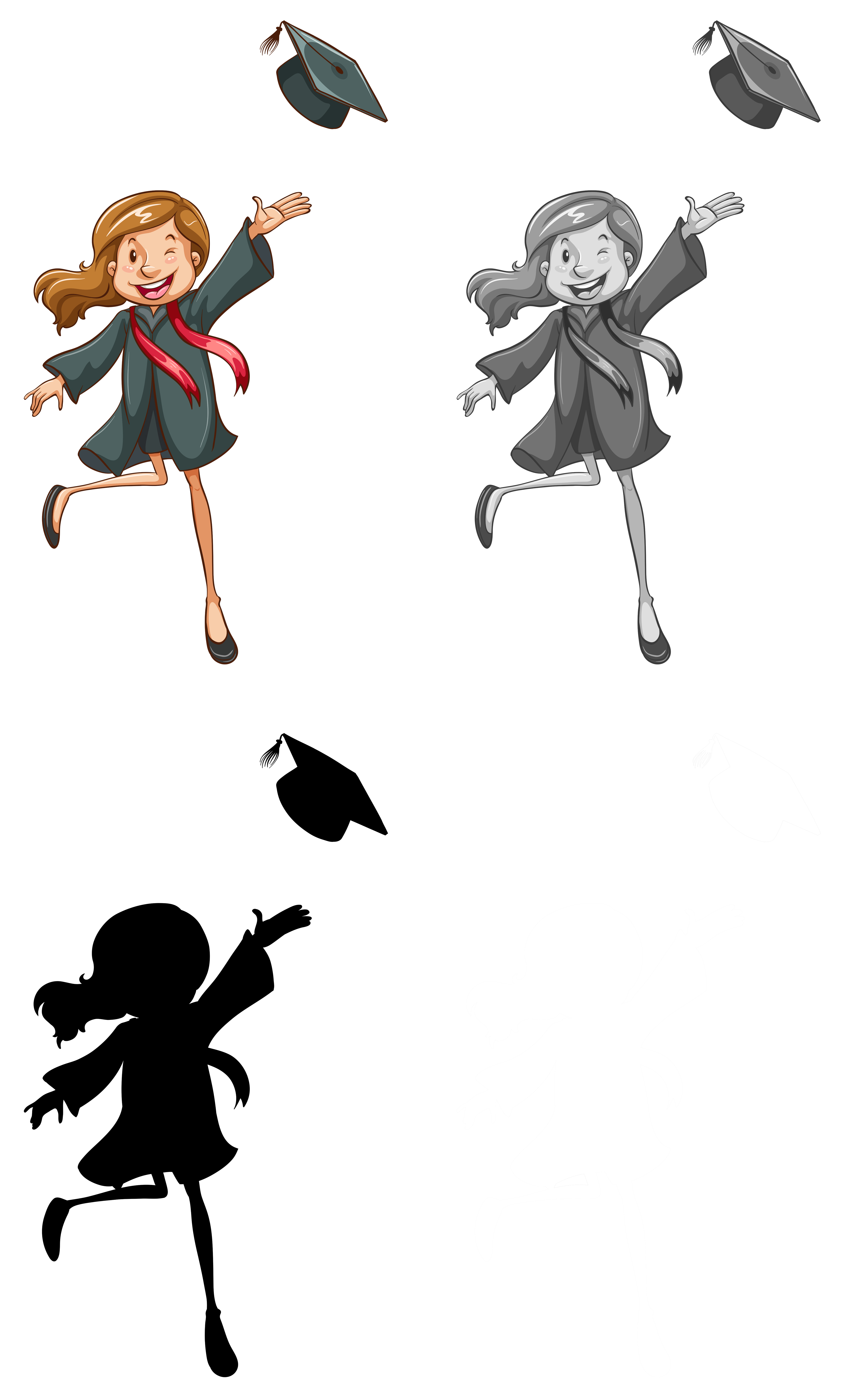 Download A girl wearing graduation gown - Download Free Vectors ...