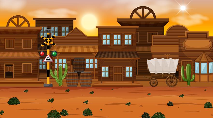 Old desert town scene vector