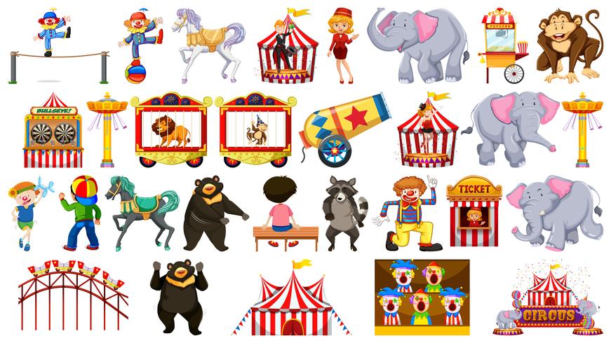 Set of circus element vector