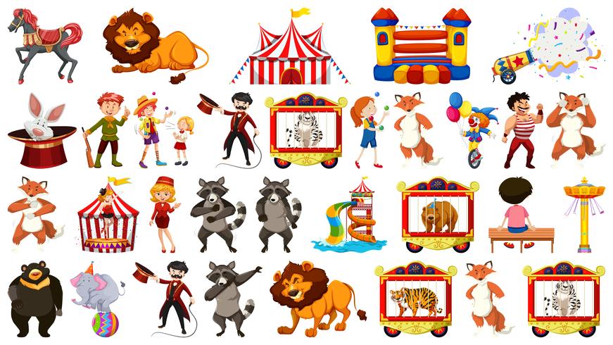 Set of circus element vector