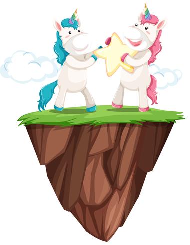 Unicorn on the island vector