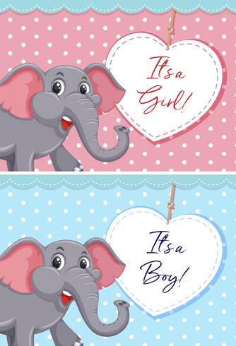Elepehant on cute card template vector