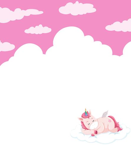 Unicorn sleeping on sky template vector
