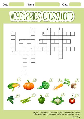 Vegetable crossword sheet template vector