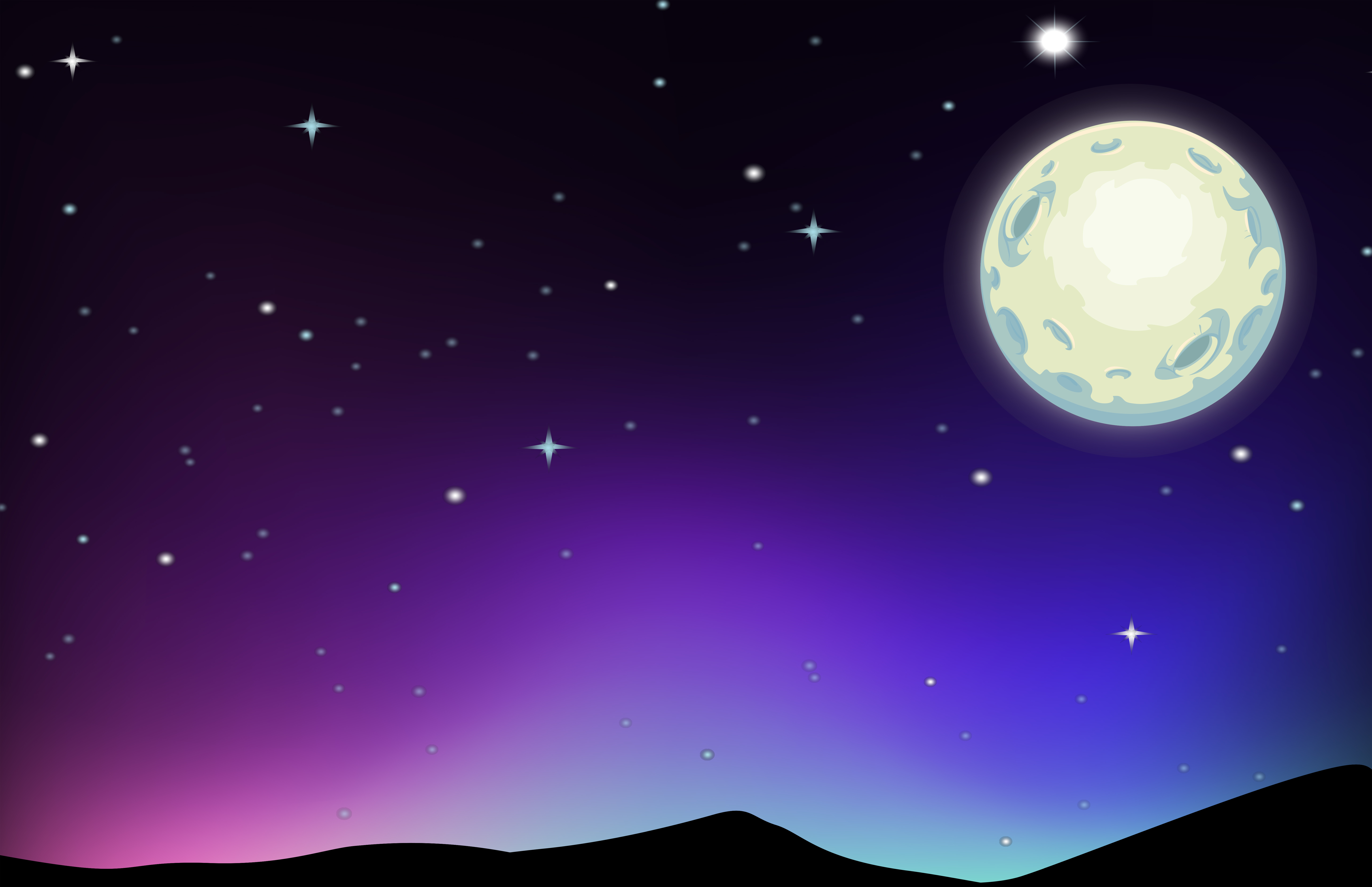 Night scene with moon and stars - Download Free Vectors, Clipart Graphics & Vector Art