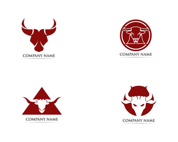 Plantilla de logotipo y símbolos de cuerno de toro vector