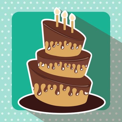 Birthday card with cake. Flat vector illustration