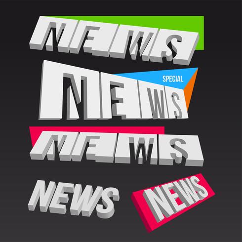 3D colorful news elements on dark background vector