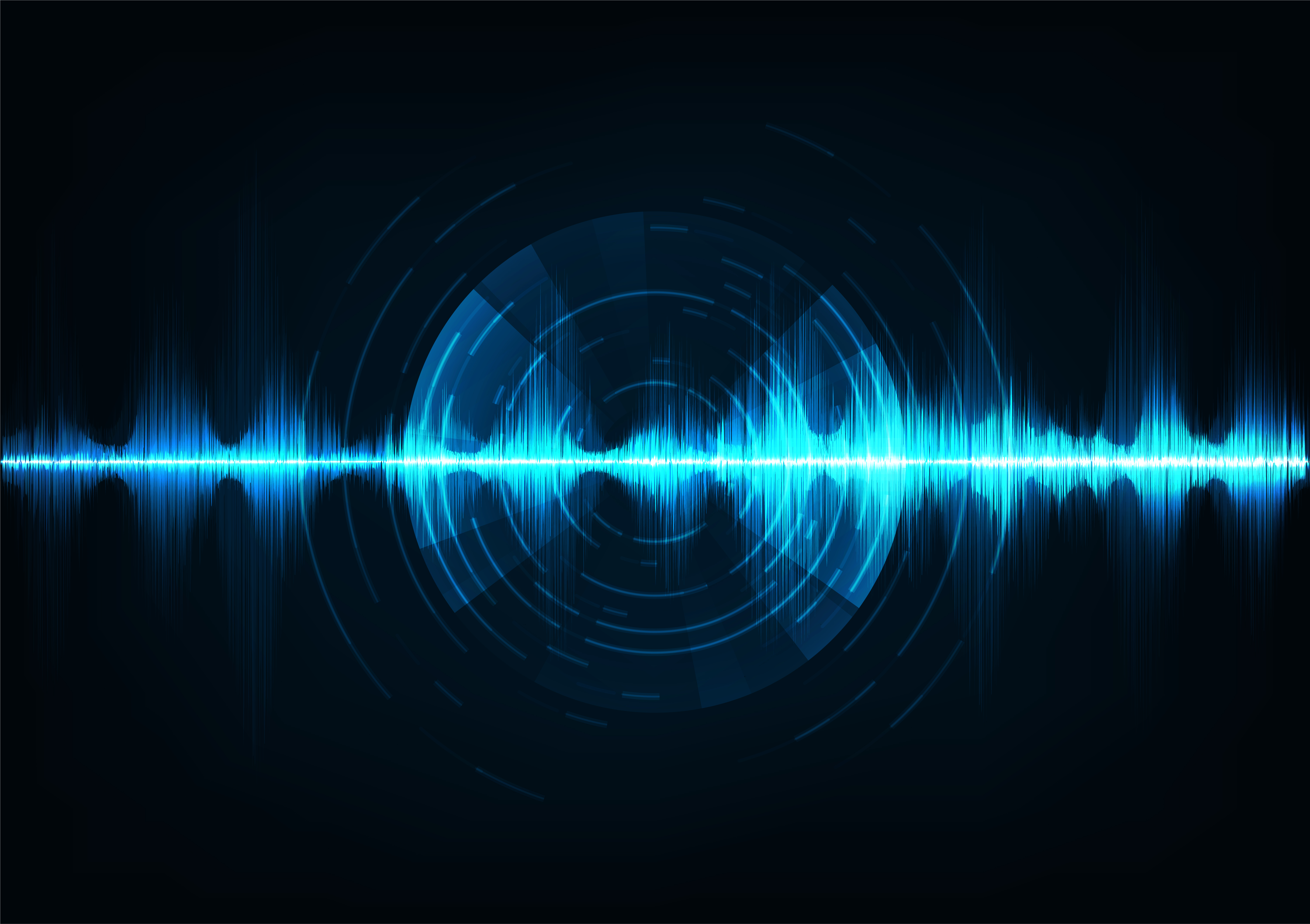 Blue music sound waves. Audio technology, musical pulse. - Download