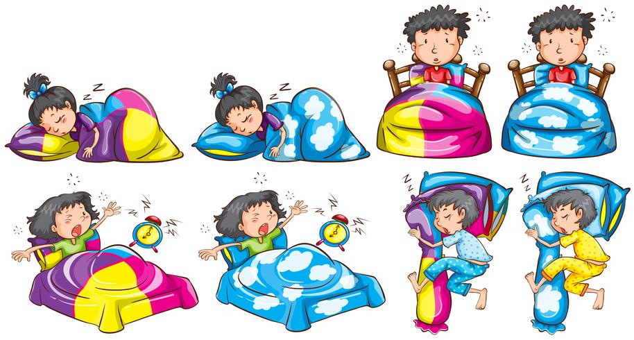 Bedtime for boy and girl vector