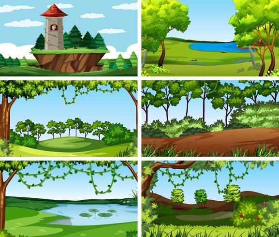 Set of nature landscape vector