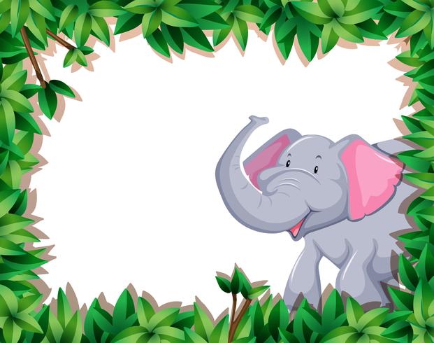 Elephant on nature border vector