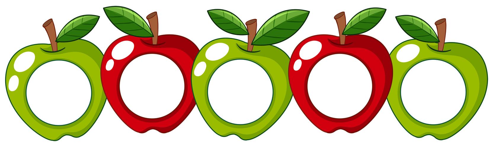 Red and green apples with white badge on  vector