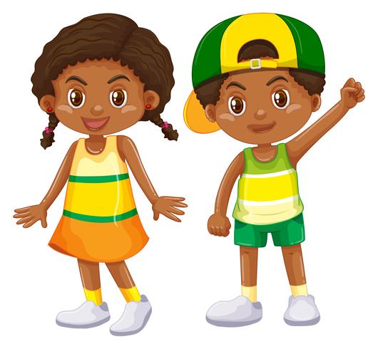 Niño y niña afroamericanos vector