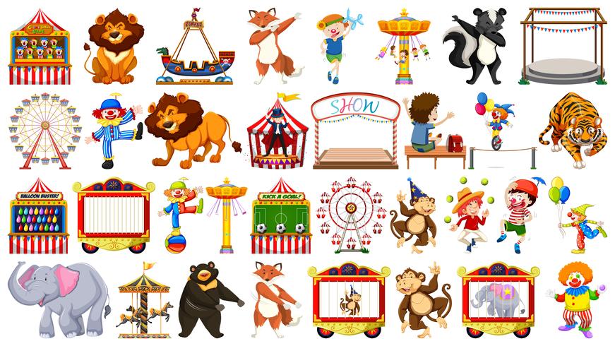 Set of circus element vector