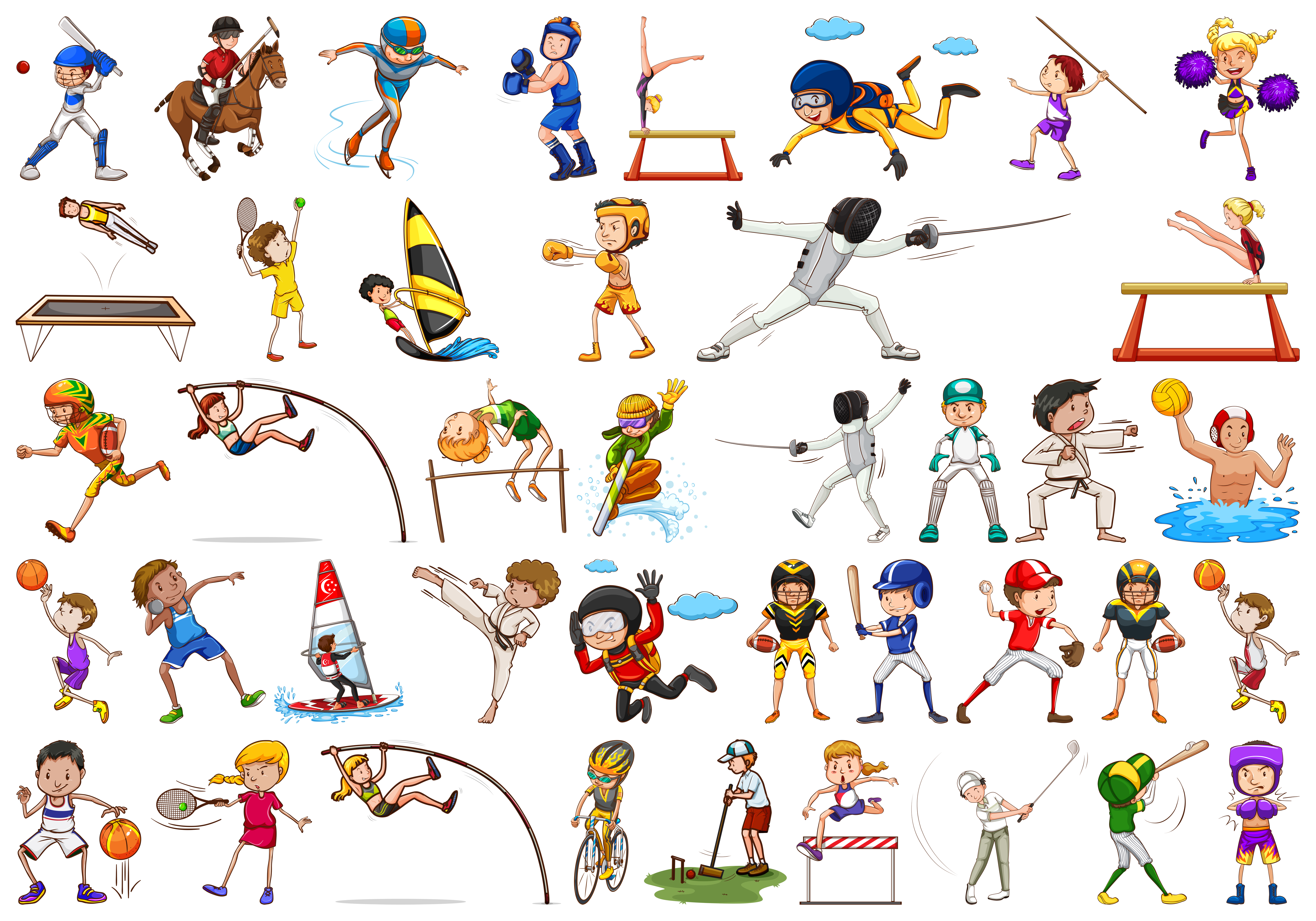Set of sport athletes character 607363 Vector Art at Vecteezy