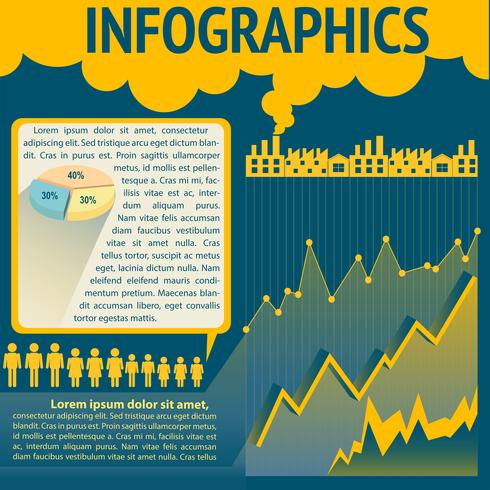 Un infochart azul y amarillo. vector