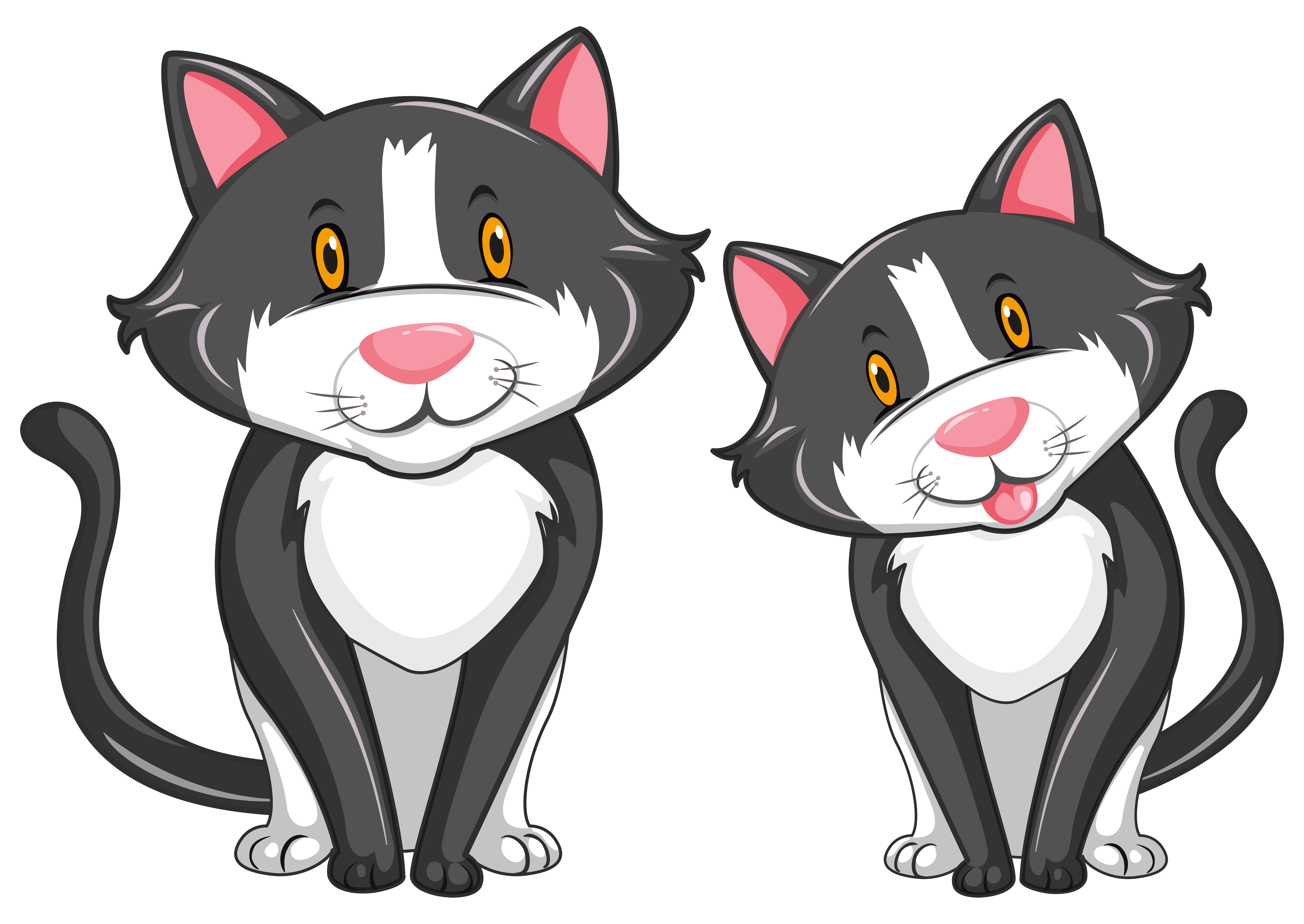  Two  gray cats  with happy face 607402 Vector Art  at Vecteezy