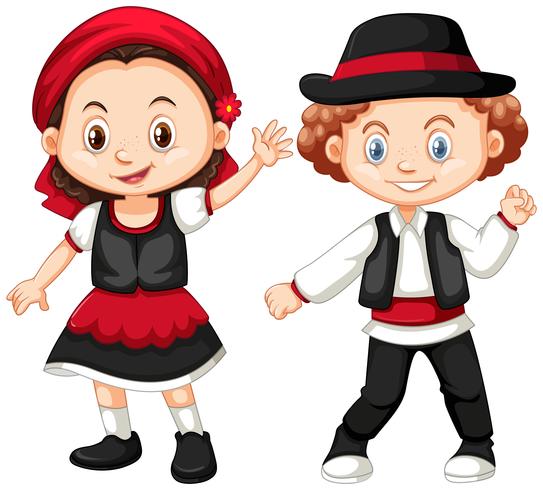 Boy and girl in Romania costume vector