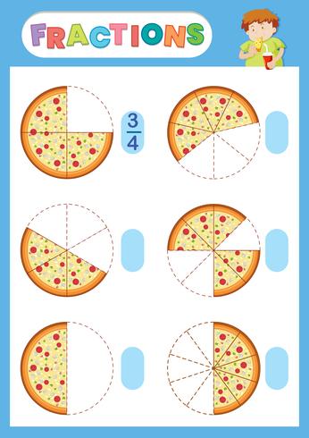 Una hoja de cálculo de fracciones matemáticas vector