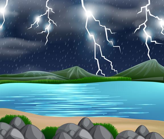 Una escena de la naturaleza de la tormenta. vector