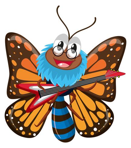 Butterfly playing electric guitar vector