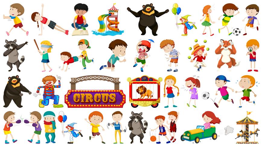 Set of kid and circus vector