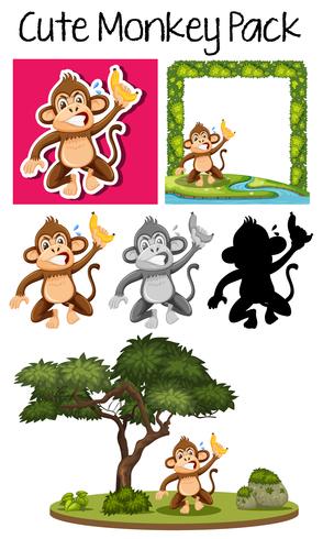 A pack of cute monkey vector