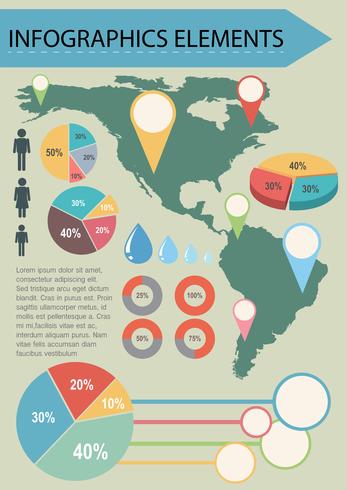 Una infografía con un mapa. vector