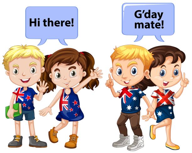 Kids from New Zealand and Australia vector