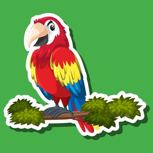 Cute parrot sticker character vector