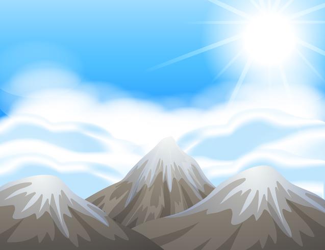 Scene with snow on mountain peaks vector