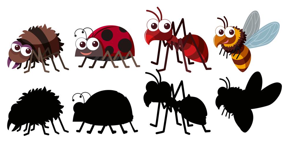 Conjunto de caracteres de insectos vector