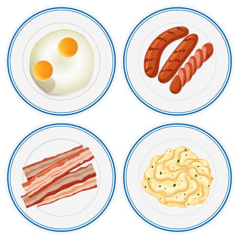 Desayuno en cuatro platos. vector