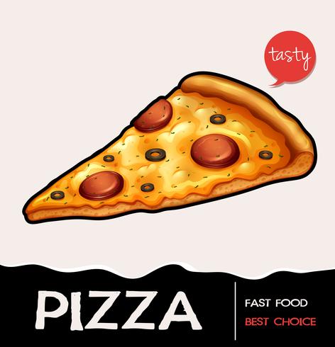 Rebanada de pizza con palabras vector