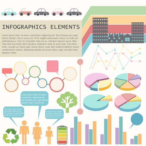 Un infochart mostrando los vehículos y los humanos. vector