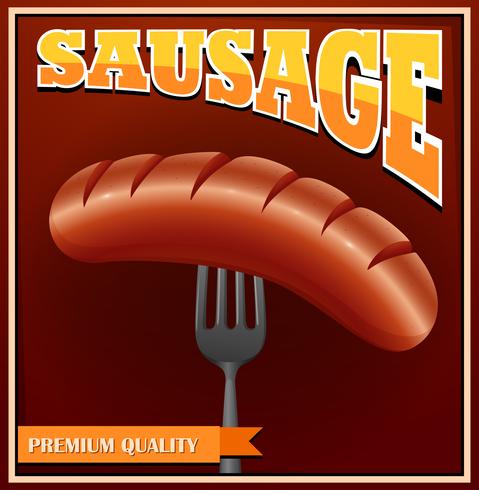 Poster with sausage on fork vector