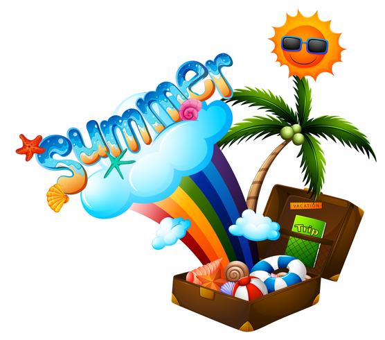 Summer theme with suitcase and sun vector
