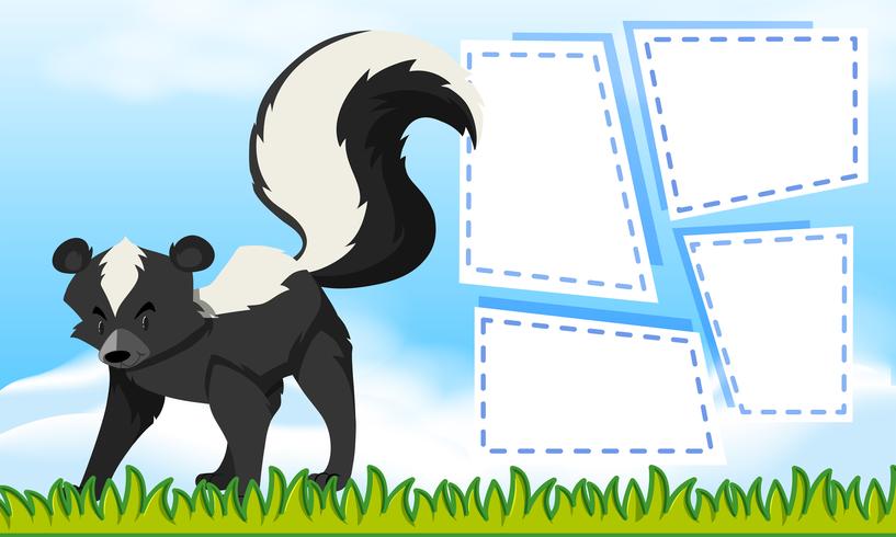 Skunk on note template vector