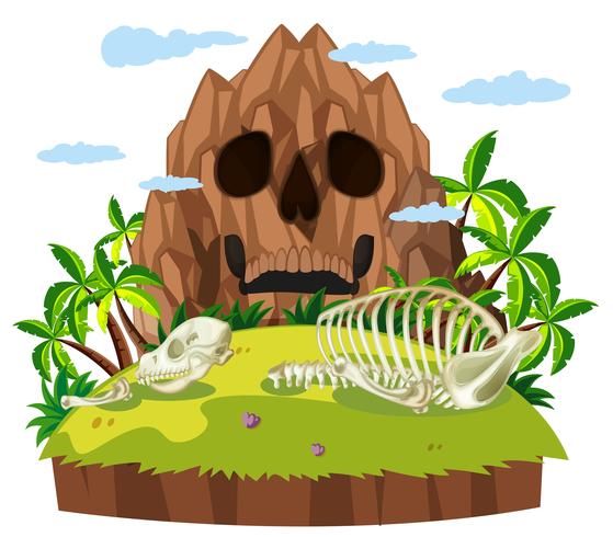 Animal skull on island vector