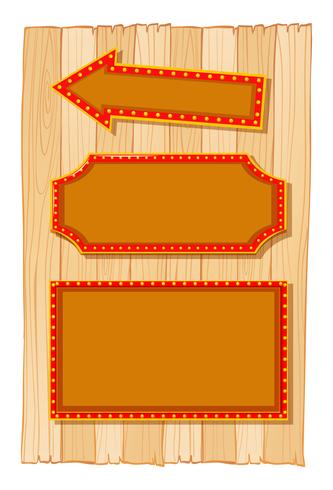 Different banners on wooden wall vector
